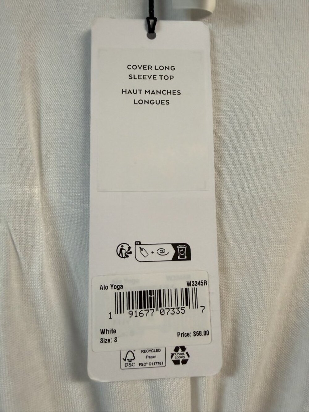 ALO YOGA Women's Cover Long Sleeve Top Size S In White - Picture 7 of 8